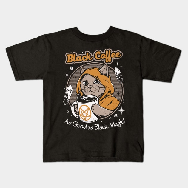 Black Coffee Kids T-Shirt by Ilustrata